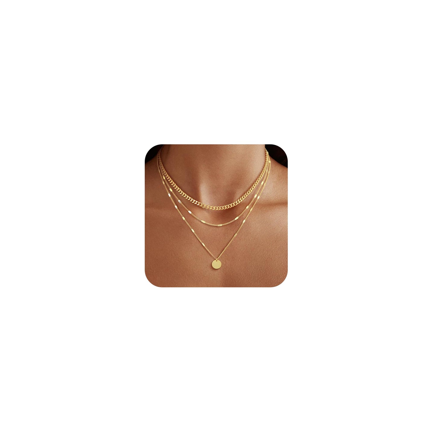 JECOMY 14K Gold Plated Layering Necklaces For Women Gold Necklace Set, Cuban Link, Snake Chain, Paperclip Layered Chains, Twisted Rope and Twisted Chain, Trendy Layering Necklace