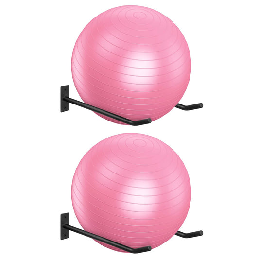 HZSSLKM Metal Exercise Ball Holder Wall Mount(Set of 2),Black Yoga Ball Stand Holder,Stability Ball Holder for Yoga Balls in Home Gym or Studio