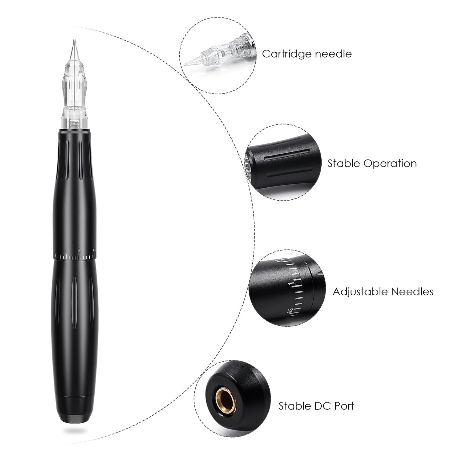 Permanent Makeup Machine - BIOAMSER P300 Permanent Makeup Tattoo Machines Device Kit Include Digital Permanent Makeup Power Supply Permanent Makeup Tattoo Pen and 2 Clip Cord with 10pcs Needles