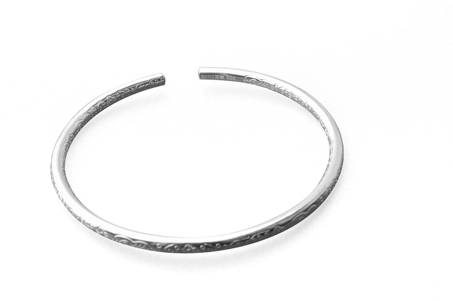 Merdia 999 Solid Sterling Silver Bangle Cuff Bracelets Flower Carved for Women's | Sterling Silver Bracelet | Silver Jewelry | Silver Bracelets for Women | Jewelry for Women