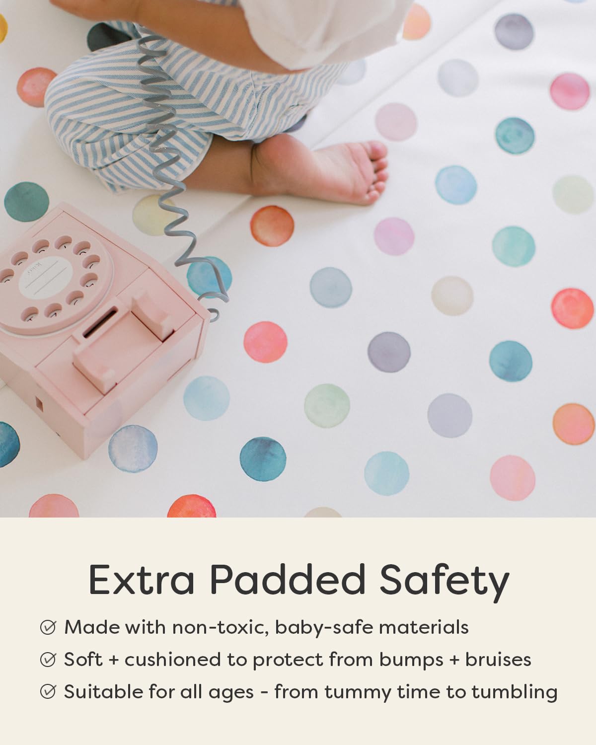 House of Noa Tumbling Baby Play Mat for Floor – Foldable Foam Playmat for Babies & Kids, Non-Toxic Wipeable Baby Mat | Dottie Gloria | 4' x 6'