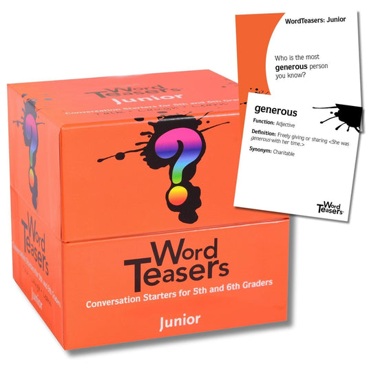 ? WORD TEASERS Junior - Vocabulary Word Game for Kids 8+ - Fun Family Conversation Starters - Reading Games for Elementary & Middle School - 150 Vocabulary Flash Cards/Conversation Cards