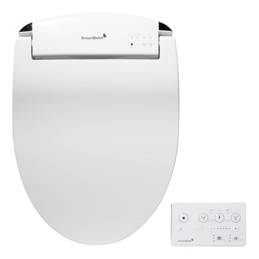 SmartBidet® SB-2400 Advanced Electric Smart Bidet Slim Profile Seat in Elongated White with Remote Control, LED Night Light, Stainless Steel Nozzle, Heated Seat, Warm Dryer