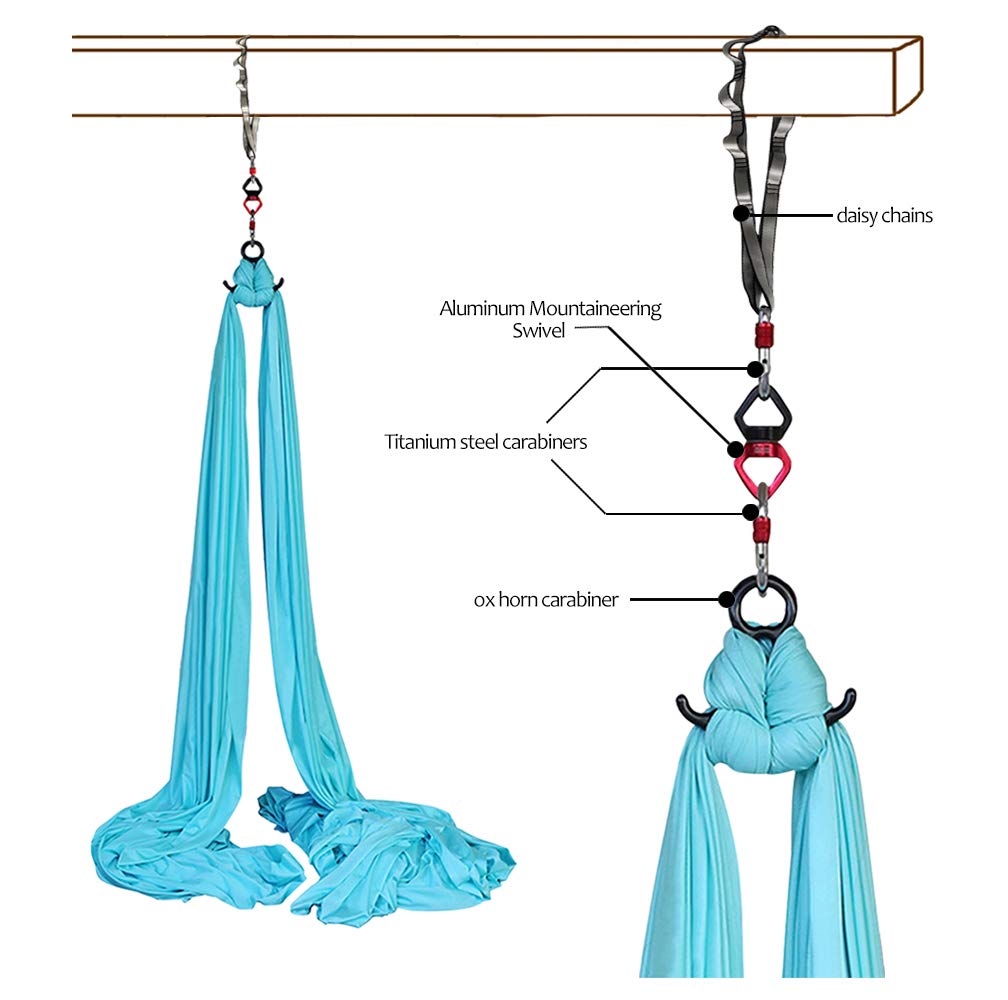 Aerial Silks Deluxe Equipment Set for Aerial Yoga, Aerial Yoga Hammock, Aerial Acrobatic,Circus Arts, Aerial Dance(L:10m W:2.8m (Wine Red)