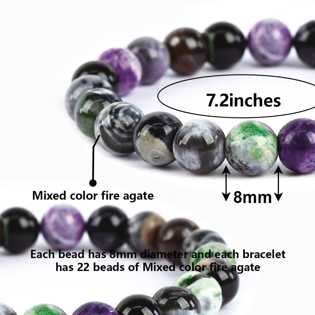 PZTIIY Crystal Bracelet - Natural Energy Crystal Bracelet for Men and Women (ZLY-Mixed color agate)