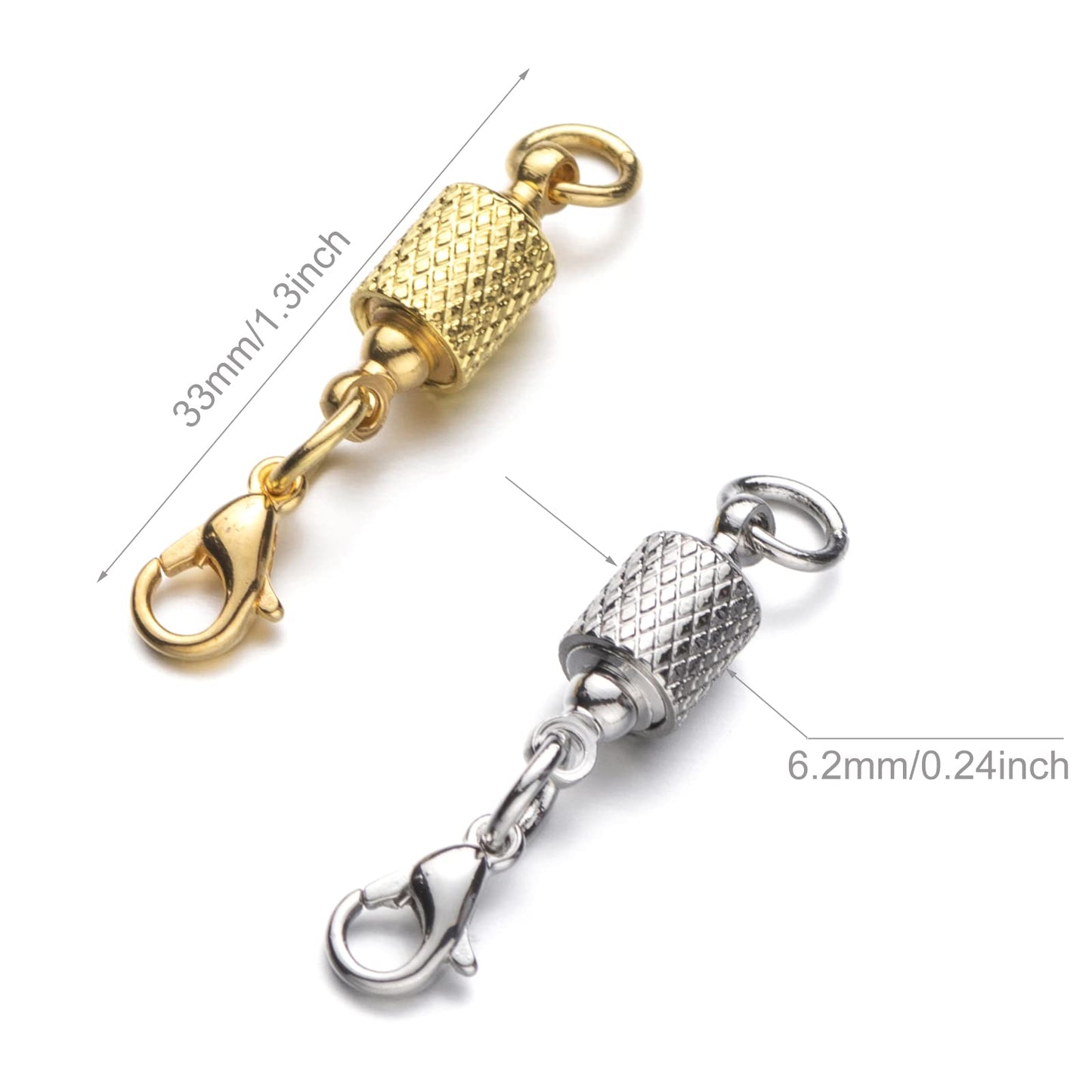 Zpsolution Necklace Magnetic Clasp Necklace Clasp Helper 6mm Light and Small Silver/Gold 4PCS
