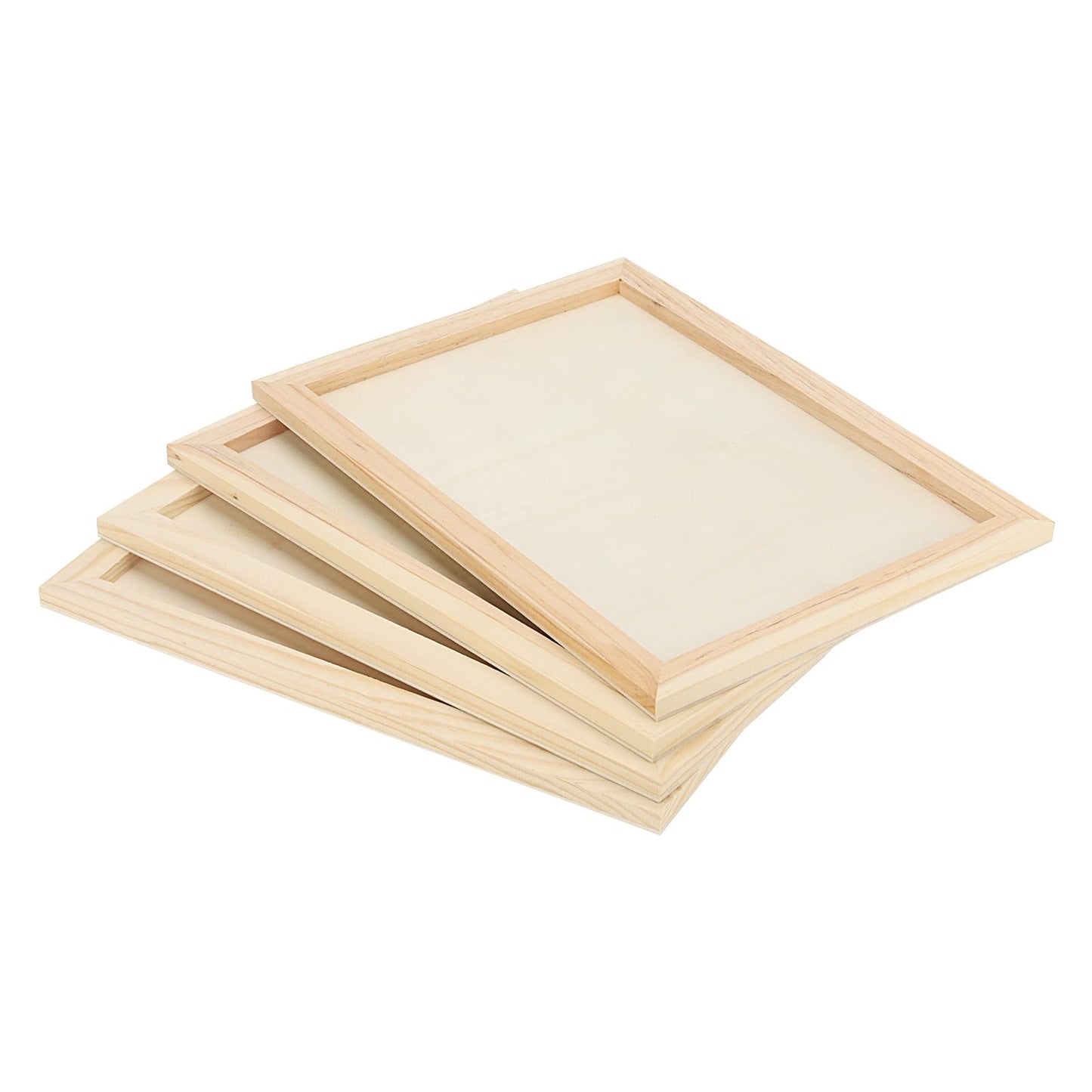 SOUJAP 8 Pack 9 x 12 Inch Wood Canvas Board, Unfinished Wooden Flat Panels, Wood Cradled Framed Canvas for Painting Craft Art