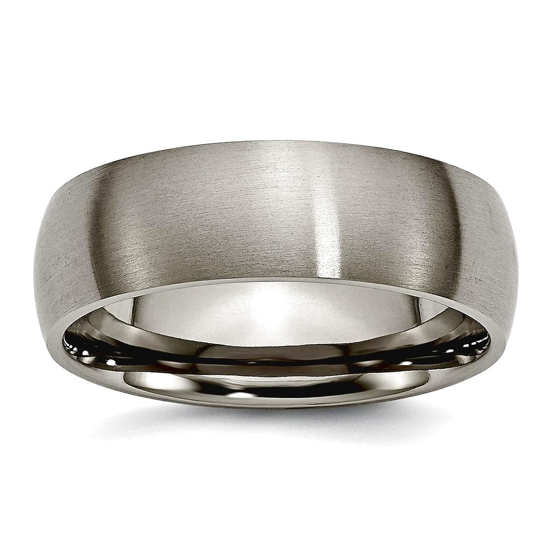 JewelryWeb Titanium Half Round 7mm Brushed Band Ring Size 9 Ring for Women and Men