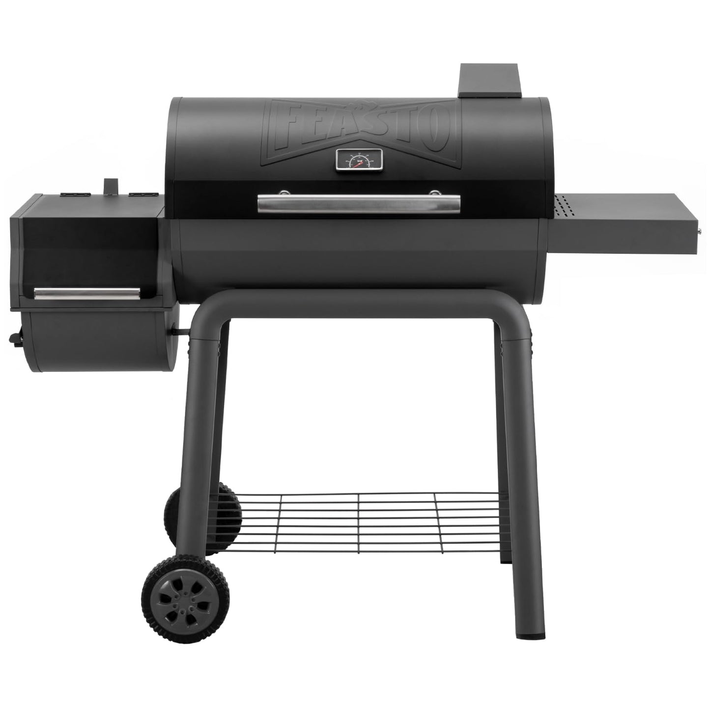 Feasto Heavy-Duty 30-Inch Charcoal Grill with Offset Smoker Grill, Side Table & 815 Sq. In Cooking Space, Outdoor BBQ Grill for Outdoor Barbecue in Backyard, Patio and Parties, Black