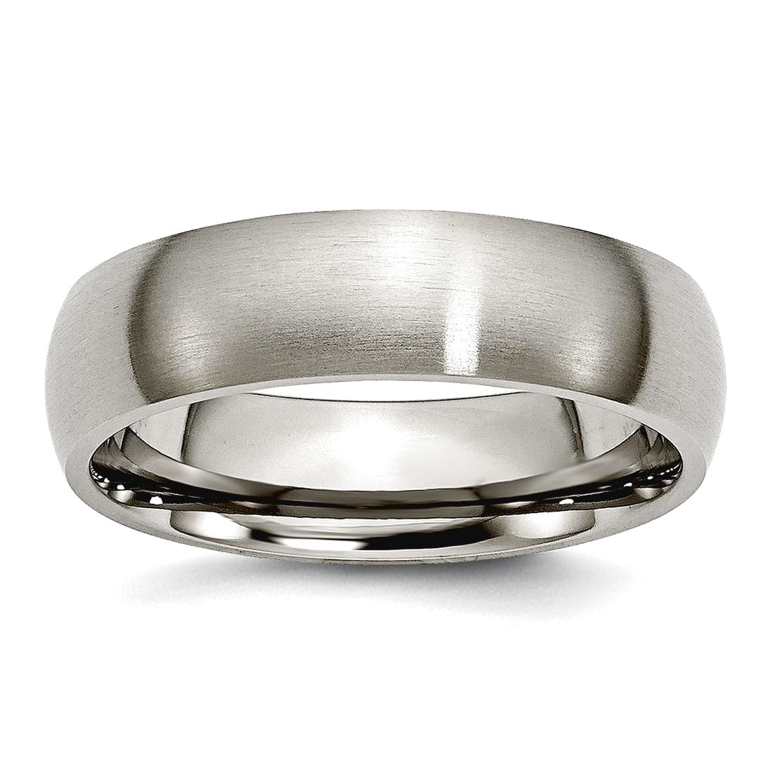 JewelryWeb Titanium Half Round 6mm Brushed Band Ring Size 6 Ring for Women and Men