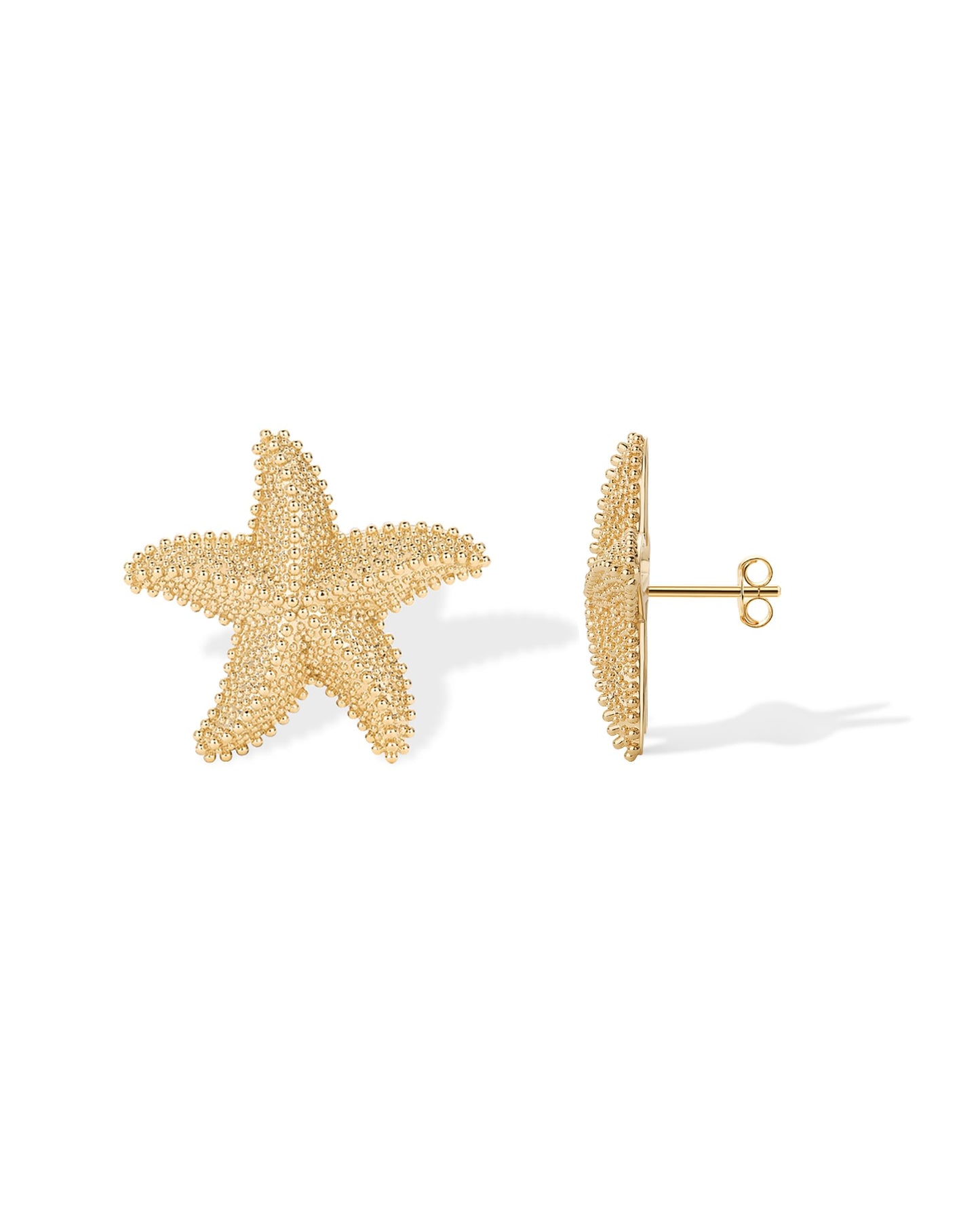 PAVOI 14K Yellow Gold Plated 925 Sterling Silver Posts Starfish Statement Earrings for Women | Chunky Ocean Starfish Stud Earrings | Hypoallergenic Jewelry