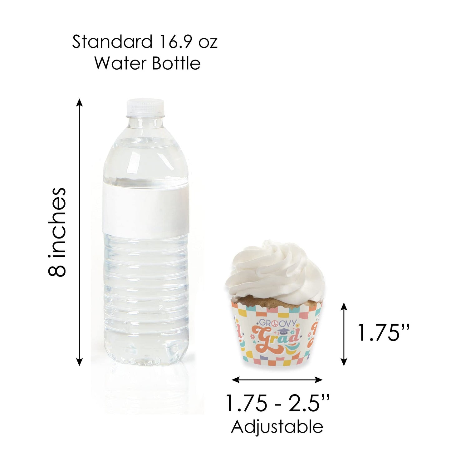 Big Dot of Happiness Groovy Grad - Cupcake Decoration - Hippie Graduation Party Cupcake Wrappers and Treat Picks Kit - Set of 24