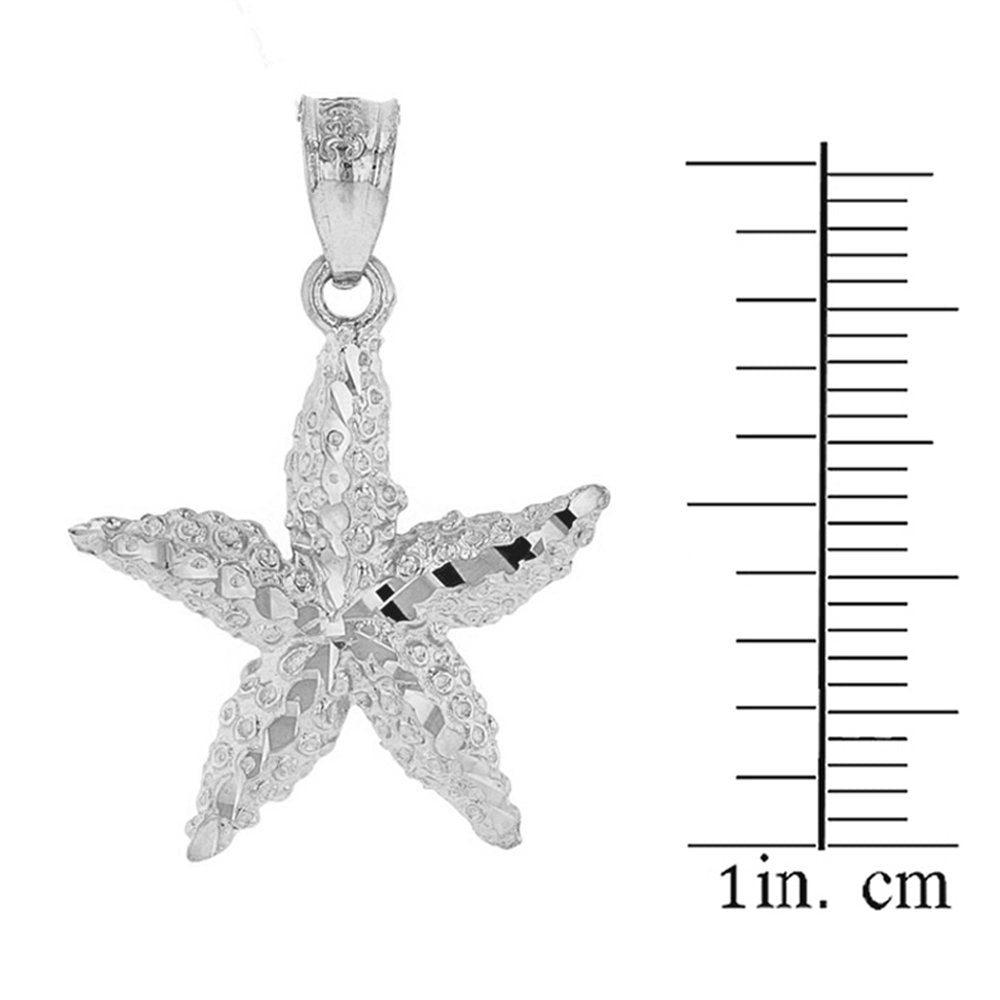 925 Sterling Silver Starfish Sea Star Pendant Necklace, 20"