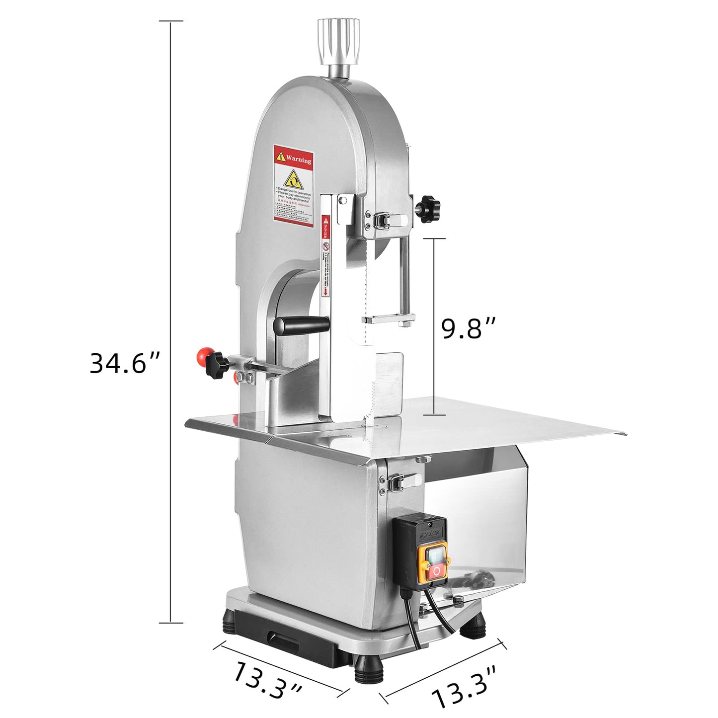 Chbiao Bone Saw Machine 18.8" x 14.9" Workbench, 1500W Electric Frozen Meat Cutter, Bone Commercial Meat Bandsaw for Butchering with 5 Saw Blades