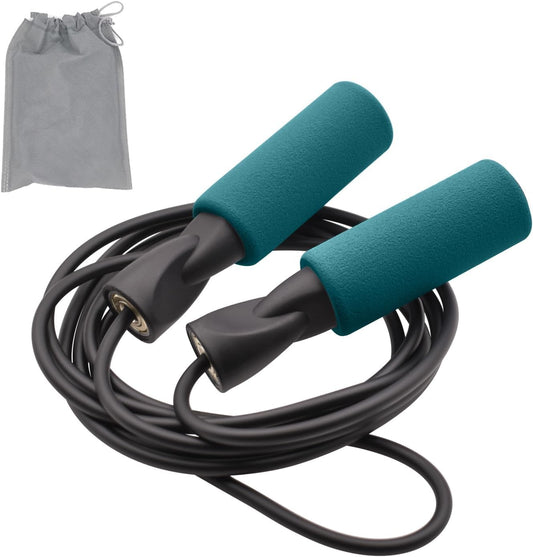 FEELCAT Speed Jump Rope Skipping - Blazing Fast Jumping Ropes - Endurance Workout for Boxing, MMA, Workout Equipment Martial Arts or Just Staying Fit Adjustable for Men, Women and Children (blackish green)