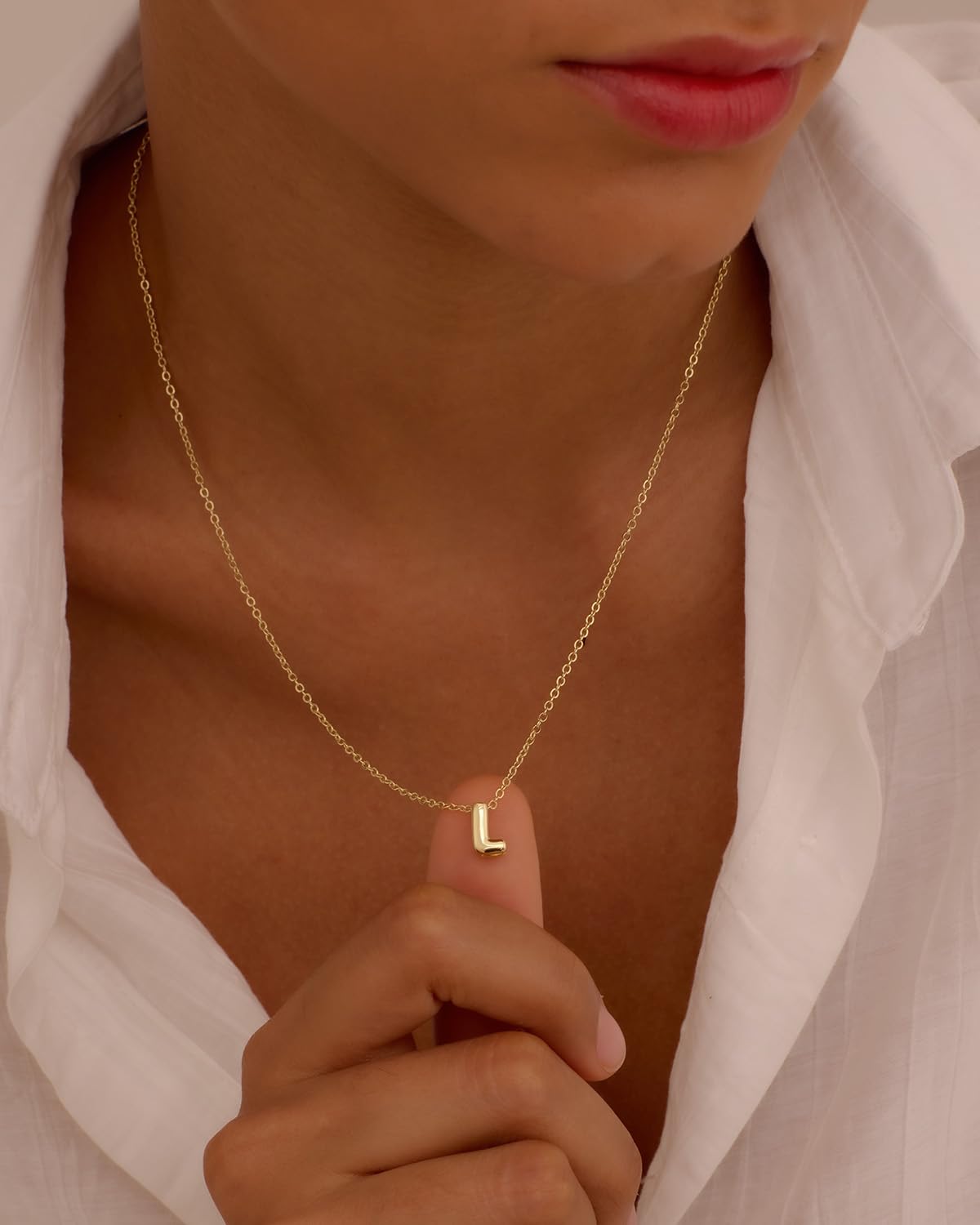 CUEZIY 14K Gold Plated Bubble Letter Necklace Initial Necklaces for Women Dainty Personalized Charm Pendant Name Necklace Cute Non Tarnish Fashion Accessories Teen Gift Trendy Stuff Jewelry Gifts