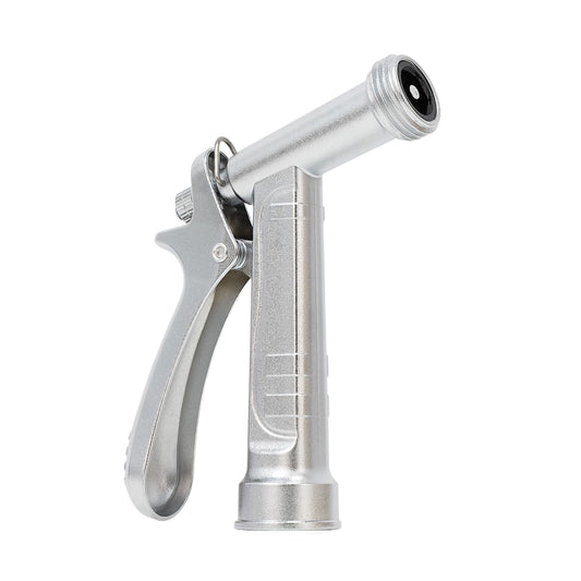 RESTMO 100% Metal Garden Hose Nozzle, 5X Lifespan Rust-Proof Chrome Plated, Heavy Duty Zinc Alloy Pistol Grip with Threaded Front, High Pressure Hose Sprayer Nozzle for Car Washing, Plant Watering