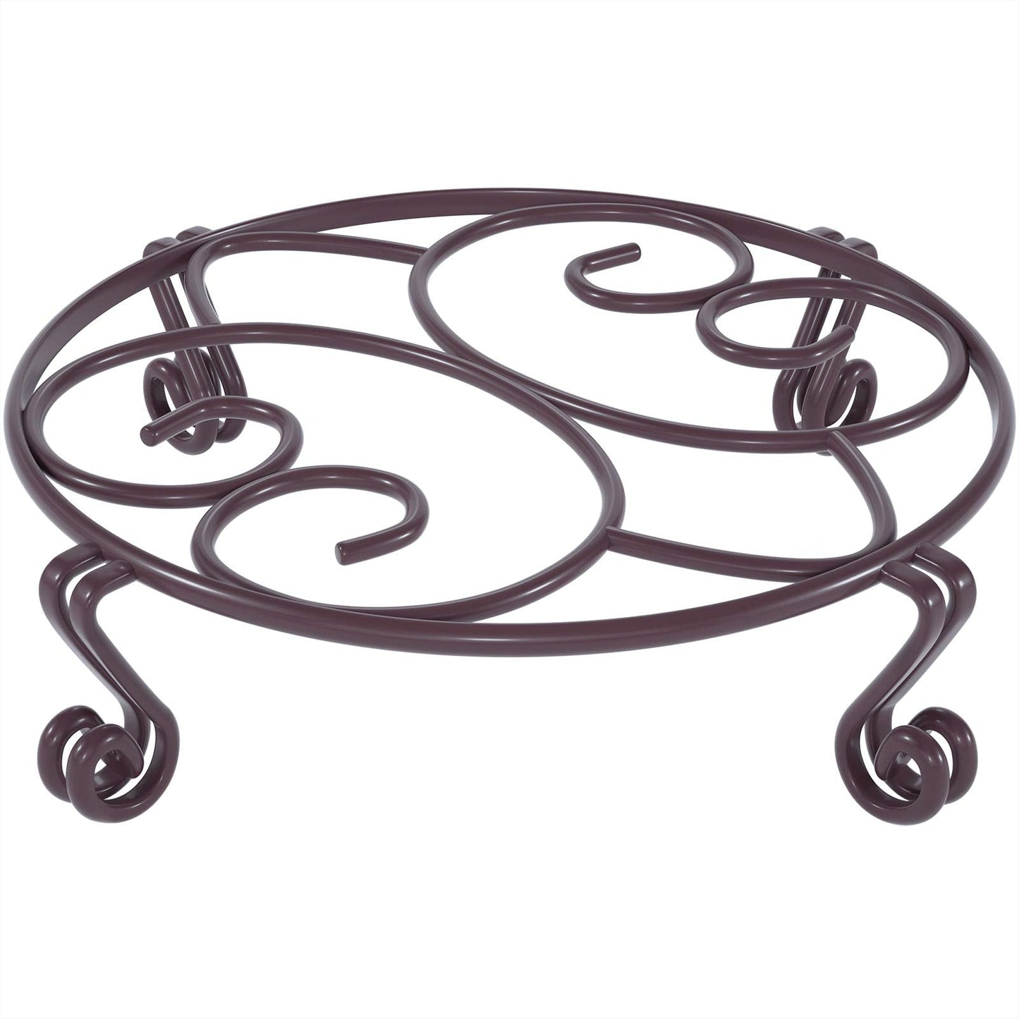 Yimobra Original Patented Plant Stand for Flower Pot Heavy Duty Potted Holder Indoor Outdoor, Metal Rustproof Iron Garden Container Round Supports Rack for Planter, Brown, 11.8 Inches