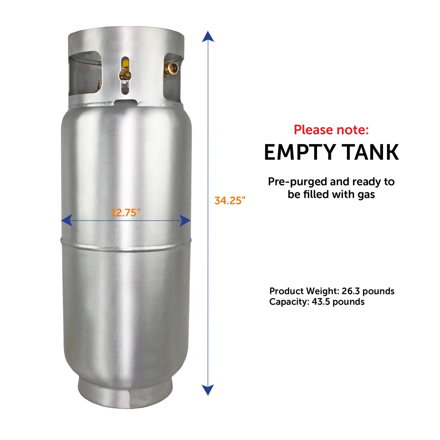 Flame King 43.5LB Aluminum Forklift Propane Tank with Gauge, Corrosion-Resistant and Rust-Free, DOT and TC Compliant, Lightweight, Rugged-Designed