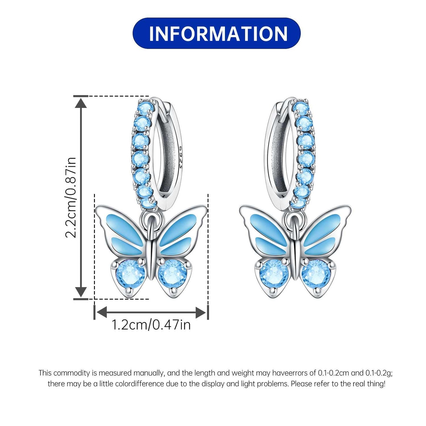 Cycuff 925 Sterling Silver Hoop Earrings Colorful Cubic Zirconia Jewelry Drop Earrings for Women Set Earring Presents for Her