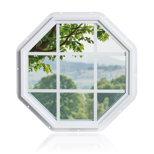 Fixed Vinyl Octagon Window Picture Window Double Pane Argon Gas Low-E Glass with Grids