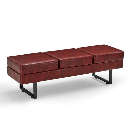 BarberPub Waiting Room Chairs, Heavy Duty Office Guest Reception Bench, Faux Leather Upholstered Lobby Chairs for Salon, Conference Room 7008 (Burgundy)