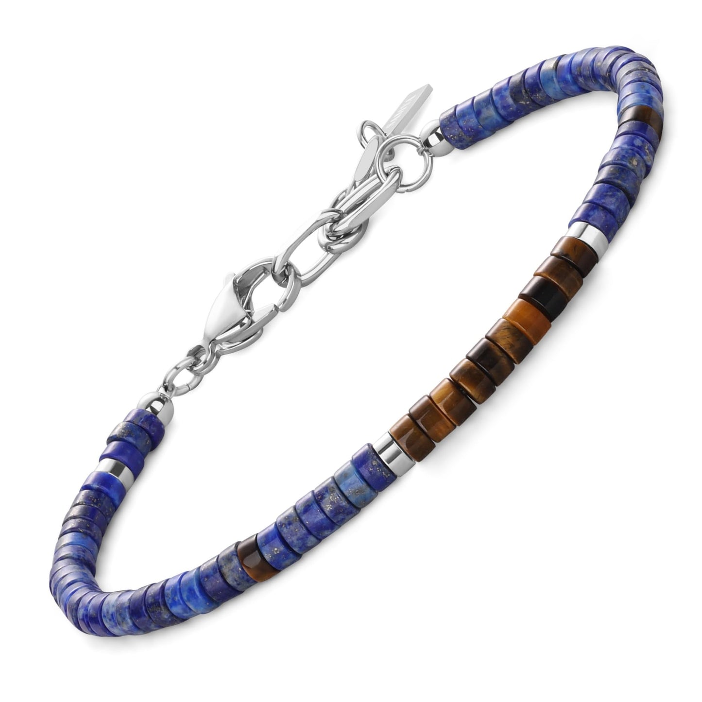 SAMYA Lapis Lazuli Bracelet for Men – Natural 4×2mm Heshi Beaded Bracelet, Stainless Steel Lobster Clasp, Adjustable Fit for 6.5”–8.0” Wrist, Blue Stone Bracelet for Men