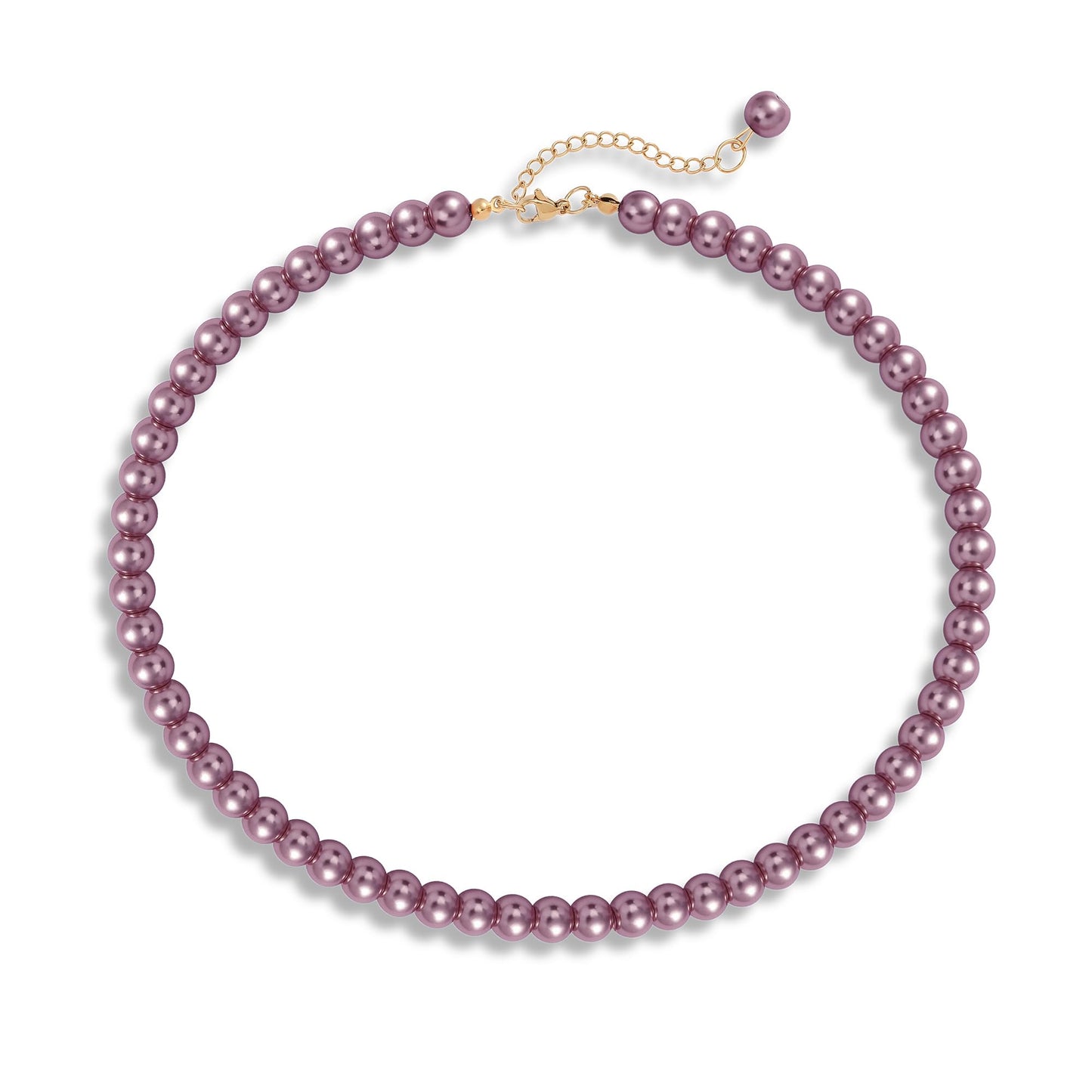 LAYWAF Imitation Pearl Necklace for Women, Fake Pearl Purple Choker, 8MM Beaded Necklace, Simple Dainty Faux Pearls Necklace Jewelry, Costume Pearl Accessories