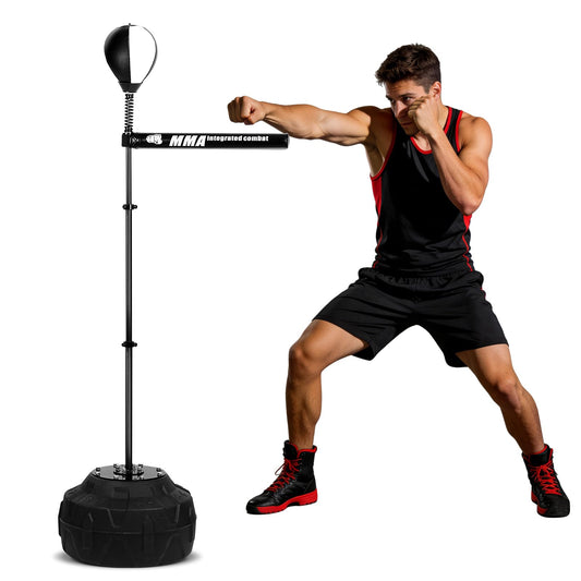360° Spinning Speed Punching Bag - Adjustable Free-Standing Boxing Trainer for Home Gym, Adults, Boost Reflexes, Endurance & Coordination