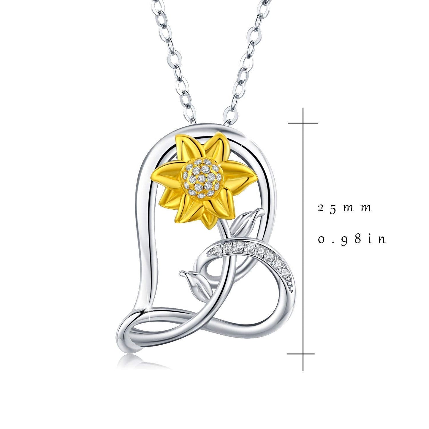 Eetaitai Sunflower Necklace for Women Sterling Silver Heart Necklace sunflower Jewelry Birthday Christmas Gifts for Wife Daughter Girlfriend