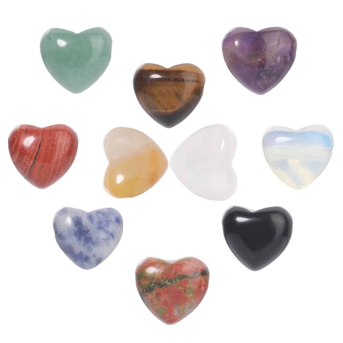 Yochus 5pcs Green Turquoise Natural Heart Stone Beads，12mm Healing Energy Gemstone for Jewelry Making Earring Necklace DIY