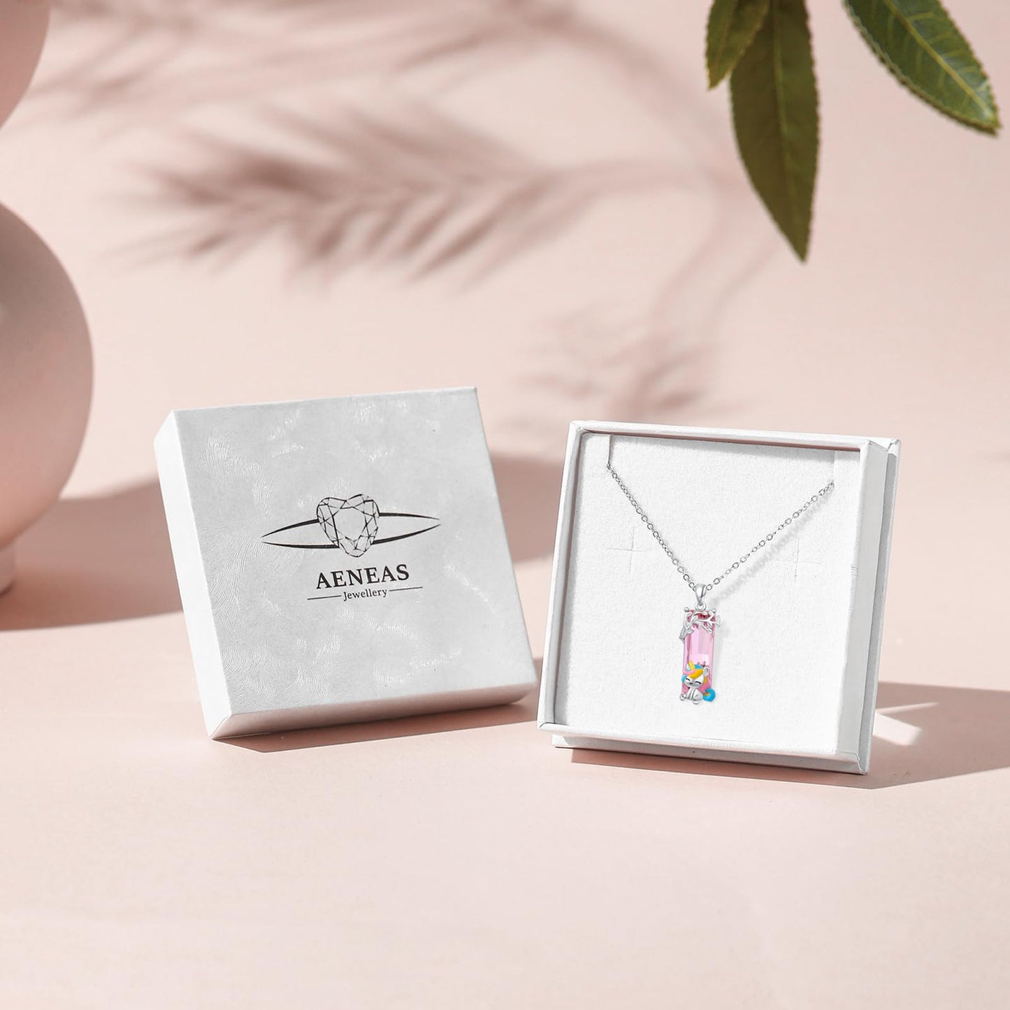 AENEAS Unicorn Necklace for Women 925 Sterling Silver Unicorn Pendant Necklace Pink Crystal Jewelry Gift for Women Daughter Wife