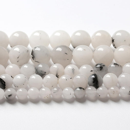 32pcs 12mm Natural Black Rutilated Quartz Crystal Jade Stone Beads for Jewelry Making Energy Healing Power Stone Beads DIY Bracelet Necklace Accessories 15" (12mm, Black Rutilated Quartz Jade)