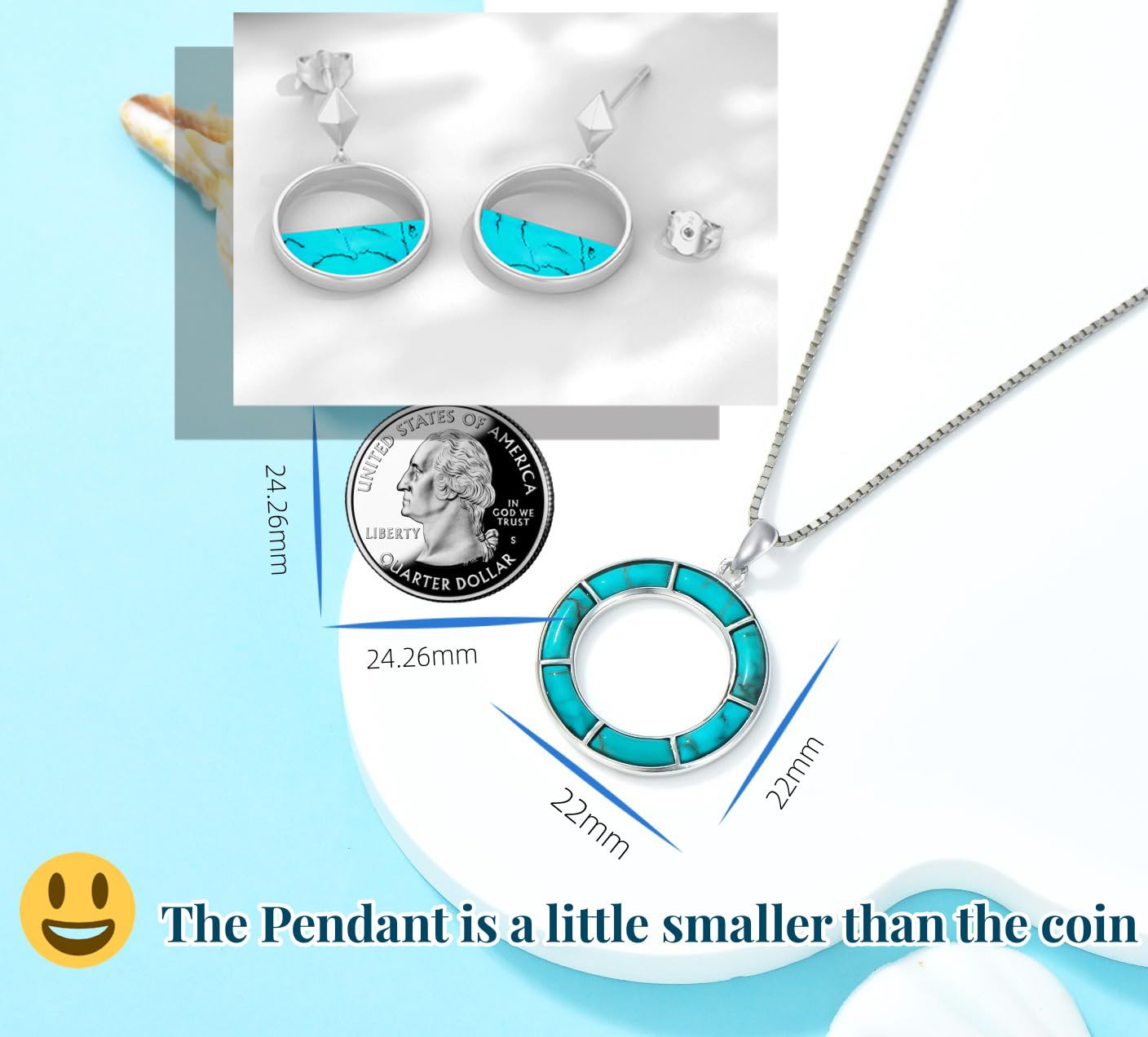 Genuine Turquoise Jewelry Set for Women, Sterling Silver Boho Vintage Neckace and Dangle Earings Western Jewelry Birthdays Gift
