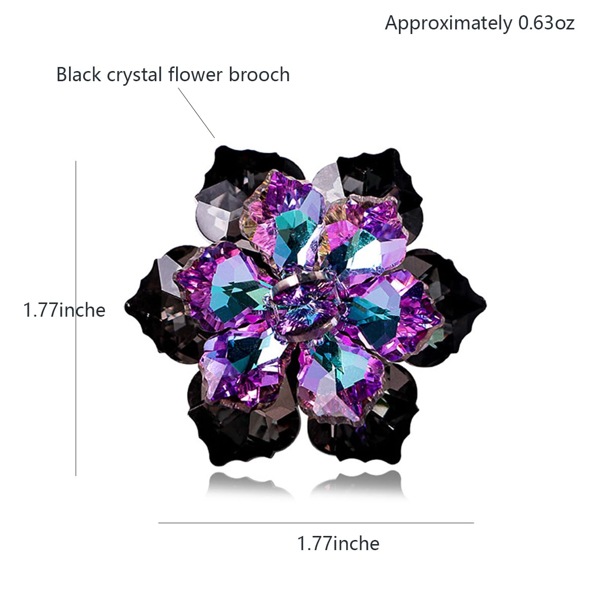 Rhinestone Sunflower Brooch Pin for Women Red Black Purple Large Flower Broochs Snowflake Brooch Marquise Wreath Brooches Jewelry