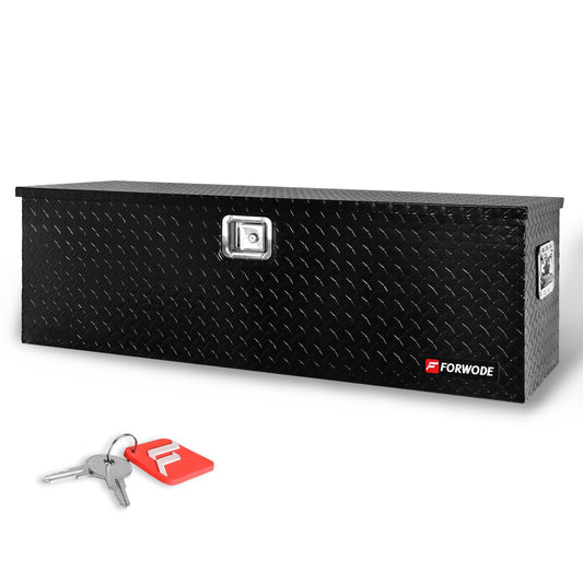 FORWODE 48 Inch Truck Bed Tool Box Aluminum for Pickup RV Toolbox Truck Bed Toolboxes Heavy Duty Waterproof Truck Chest with Handle and Lock - Black