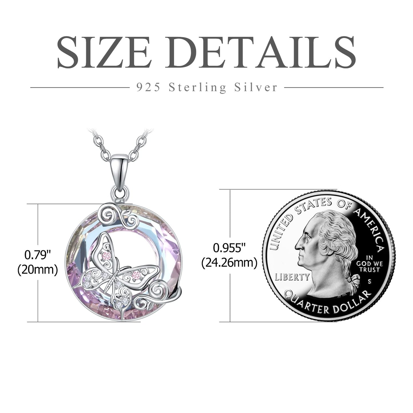 AENEAS Butterfly Necklaces for Women Sterling Silver Pendant Purple Crystal Gifts Jewelry for Women Birthday Anniversary