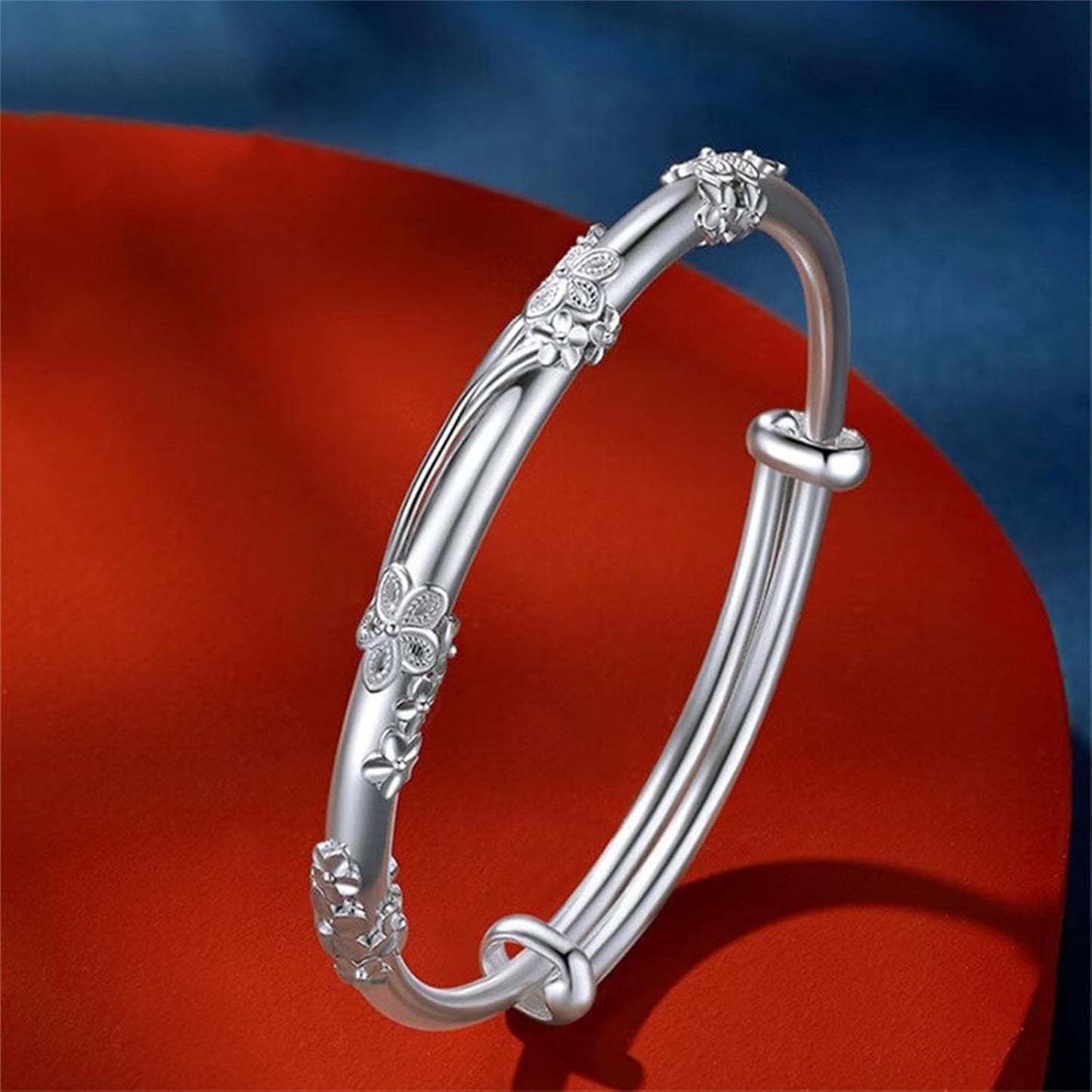 XBKOJBA Bangle Bracelets for Women, Adjustable Silver-plated Bangle Bracelets Ladies Simple Dainty Jewelry Birthday Anniversary Mother Valentine Day Gifts