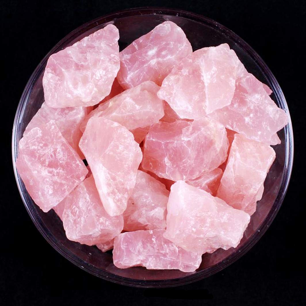 Zenkeeper 1Lb Natural Raw Rose Crystal Large Rose Quartz Stone Rough Gemstones Fountain Bulk Rocks for Tumbling, Cabbing, Polishing, Wire Wrapping, Wicca & Reiki Crystal Healing