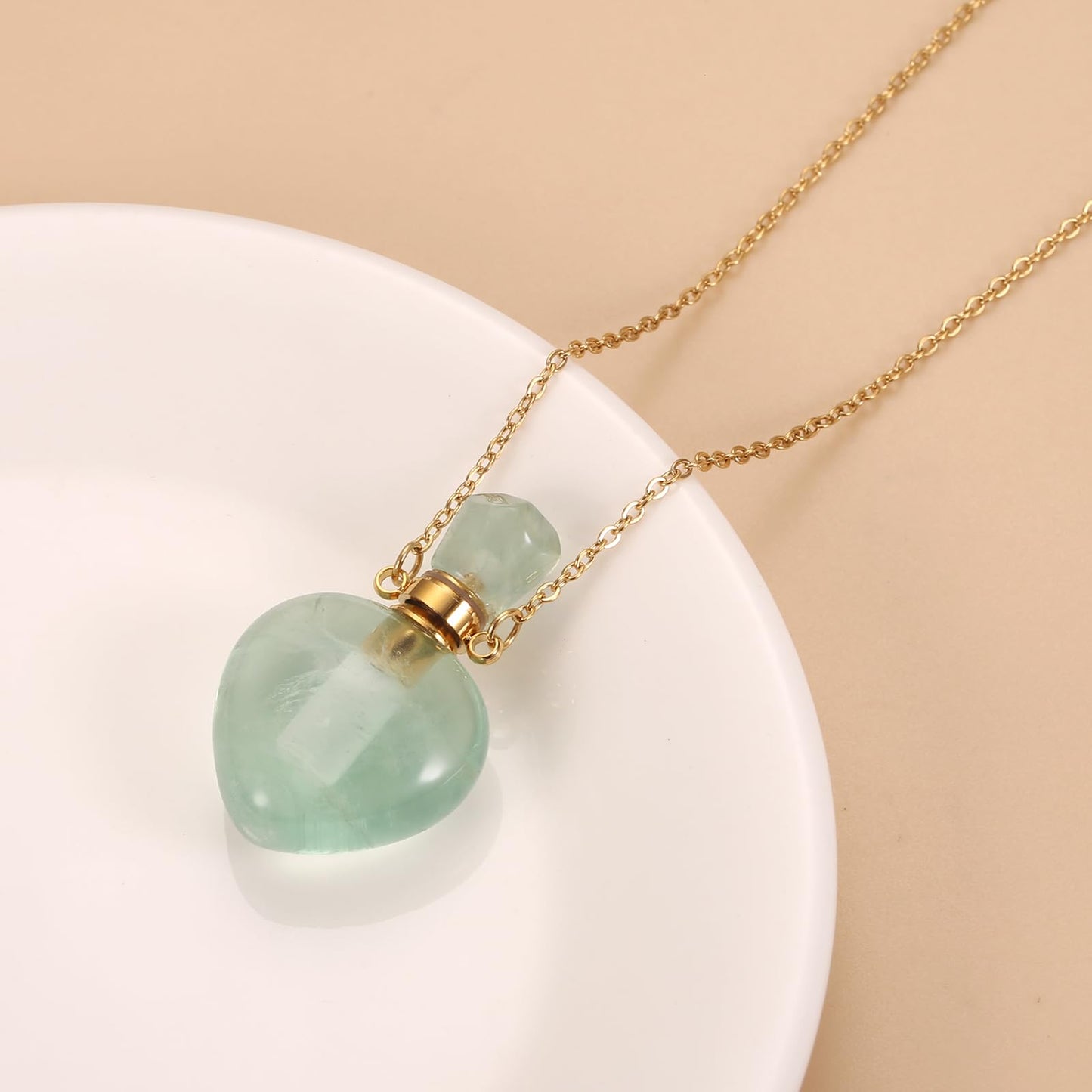 STEFWD Natural Crystal Cremation Jewelry For Ashes - Heart Urn Necklace Hold Loved Ones/Pet Ashes Keepsake Memorial Pendant For Women (Customize)