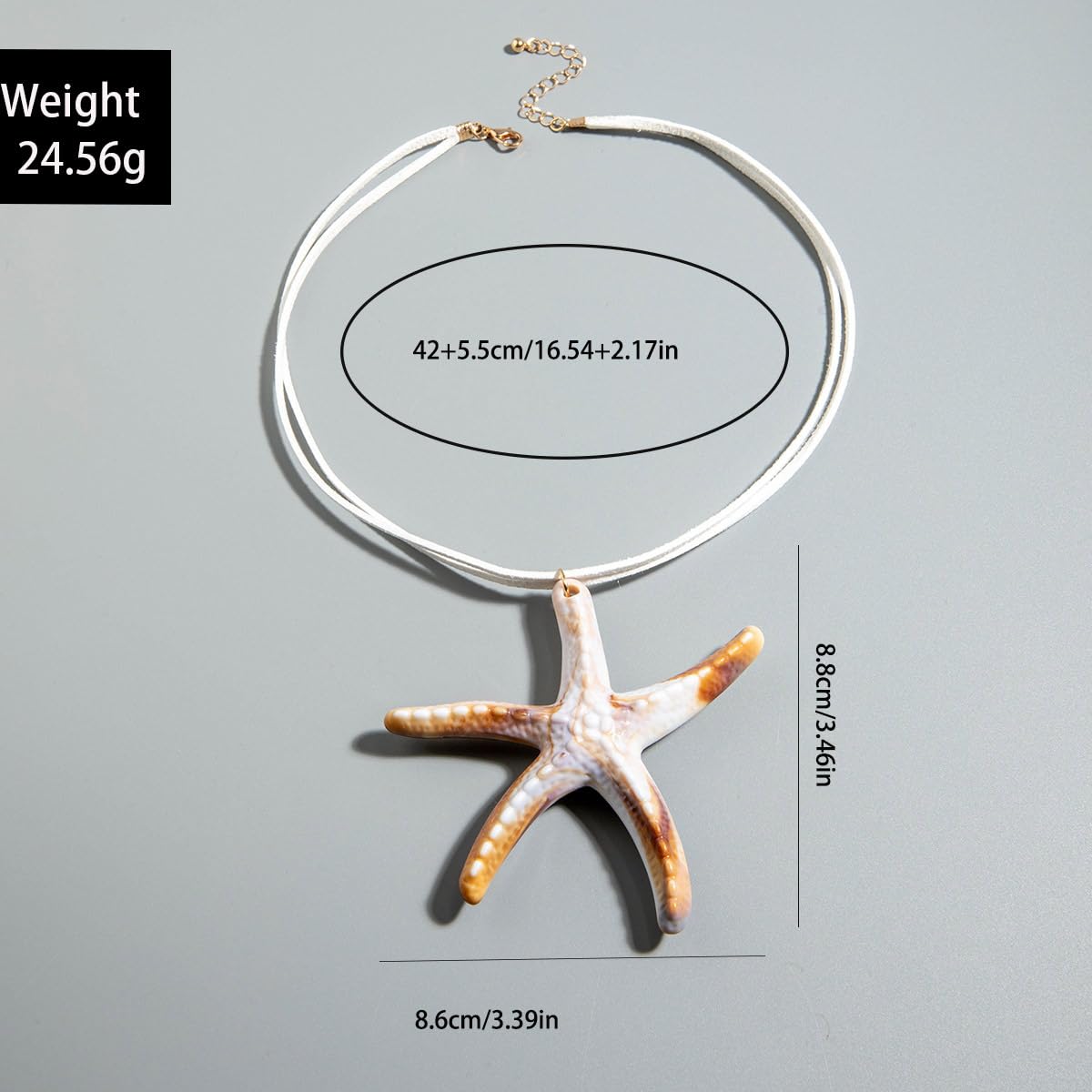Large Starfish Shell Necklace for Women Bohemian Starfish Pendant Necklace Dainty Coastal Jewelry Summer Sea Vacation Necklaces Adjustable Shell Necklaces Summer Beach Surfer Jewelry Outfits Accessories (White)