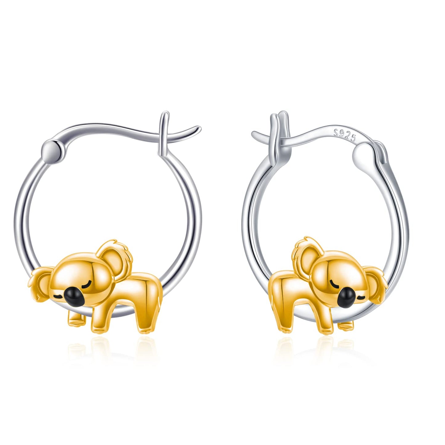 Koala Hoop Earrings for Women Girls Sterling Silver Small Animal Huggie Hoop Earrings for Sensitive Ears Koala Jewelry Gifts for Little Girls