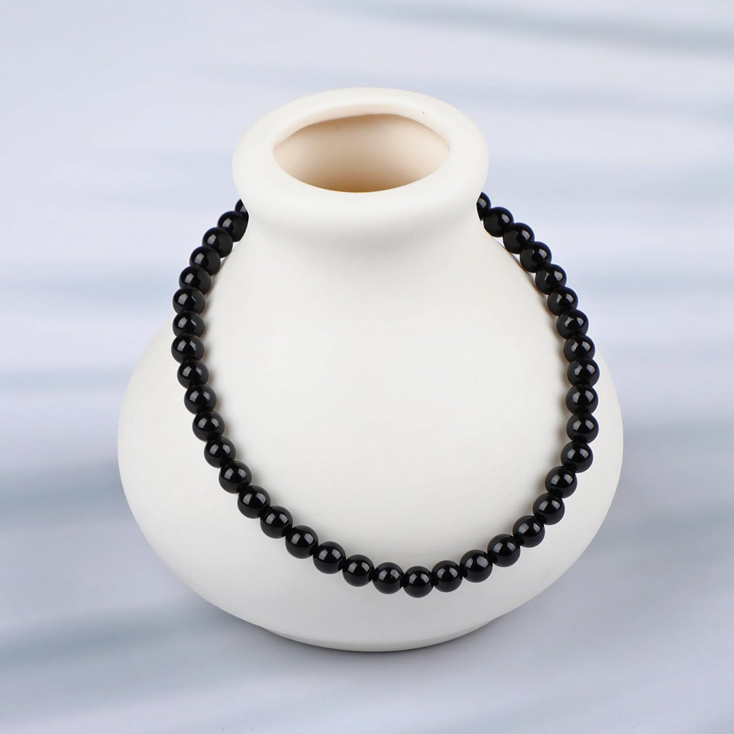 LPBeads Handmade Natural Gemstone Stretch Elastic 4m Black Onyx Bracelet Healing Crystal Round Stone Beads Jewelry Gifts for Women Men