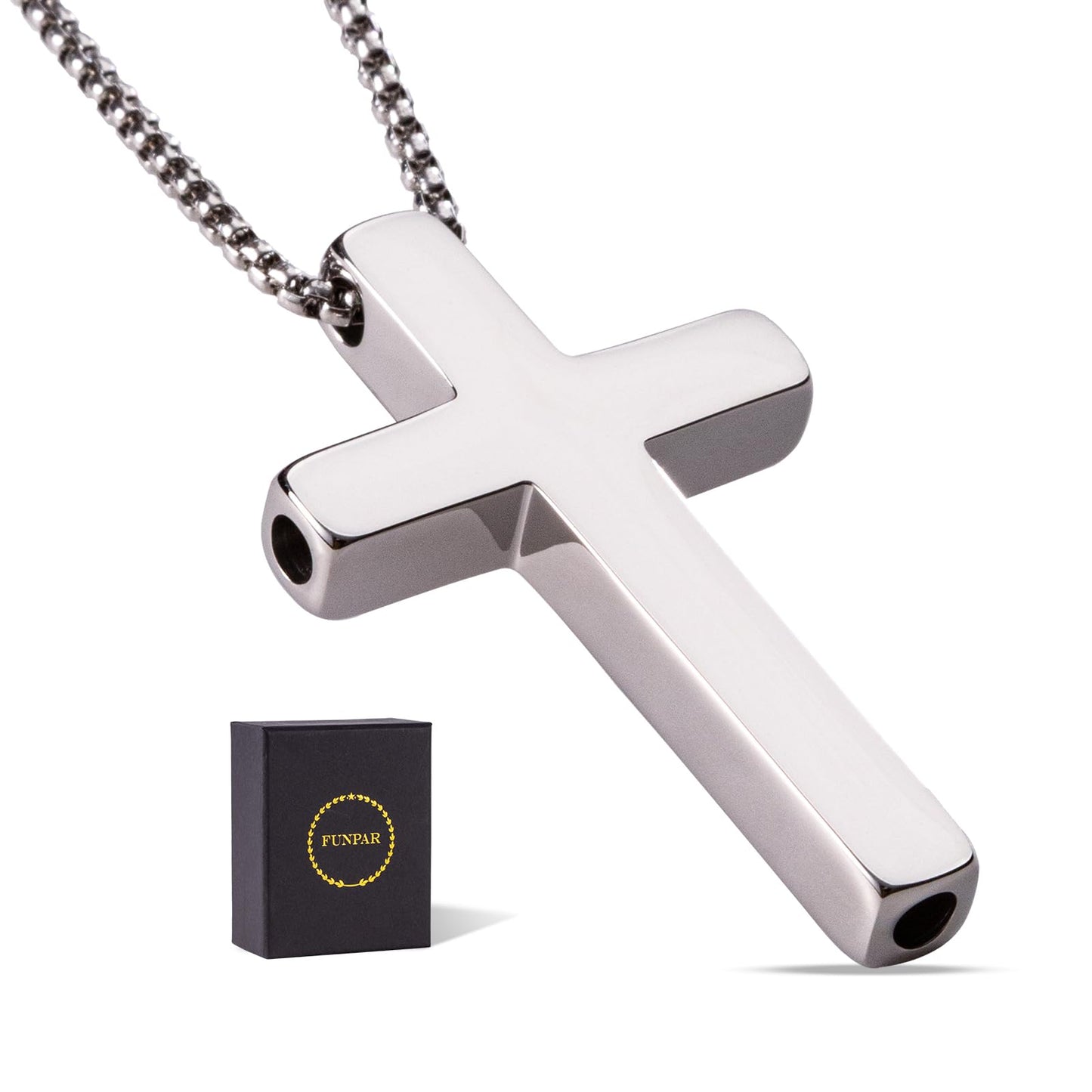 FUNPAR Cross Breathing Necklace for Anxiety Relief and Relaxation, Breathlink Design Quit Smoking Aid, Stainless Steel Mindfulness Tool to Calm, Stylish Wellness Gift for Adults(Silver)