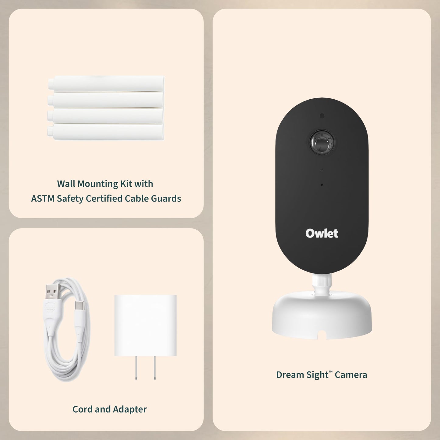 Owlet Dream Sight™ – Smart HD Video Baby Monitor with 2K Camera, Cry, Motion & Sound Alerts, Temp + Humidity Monitoring, Secure WiFi, 2-Way Talk, Compatible with Dream Sock