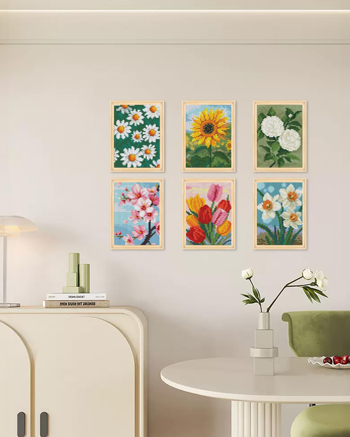 forever young Minigem Diamond Art Flowers Kits for Beginners, 6 Pcs Flower Resin Square Drill Diamond Painting Kits for Adults, 2-Hour Canvas Flower Small Diamond Art Kits for Adults (5x7 Inch)