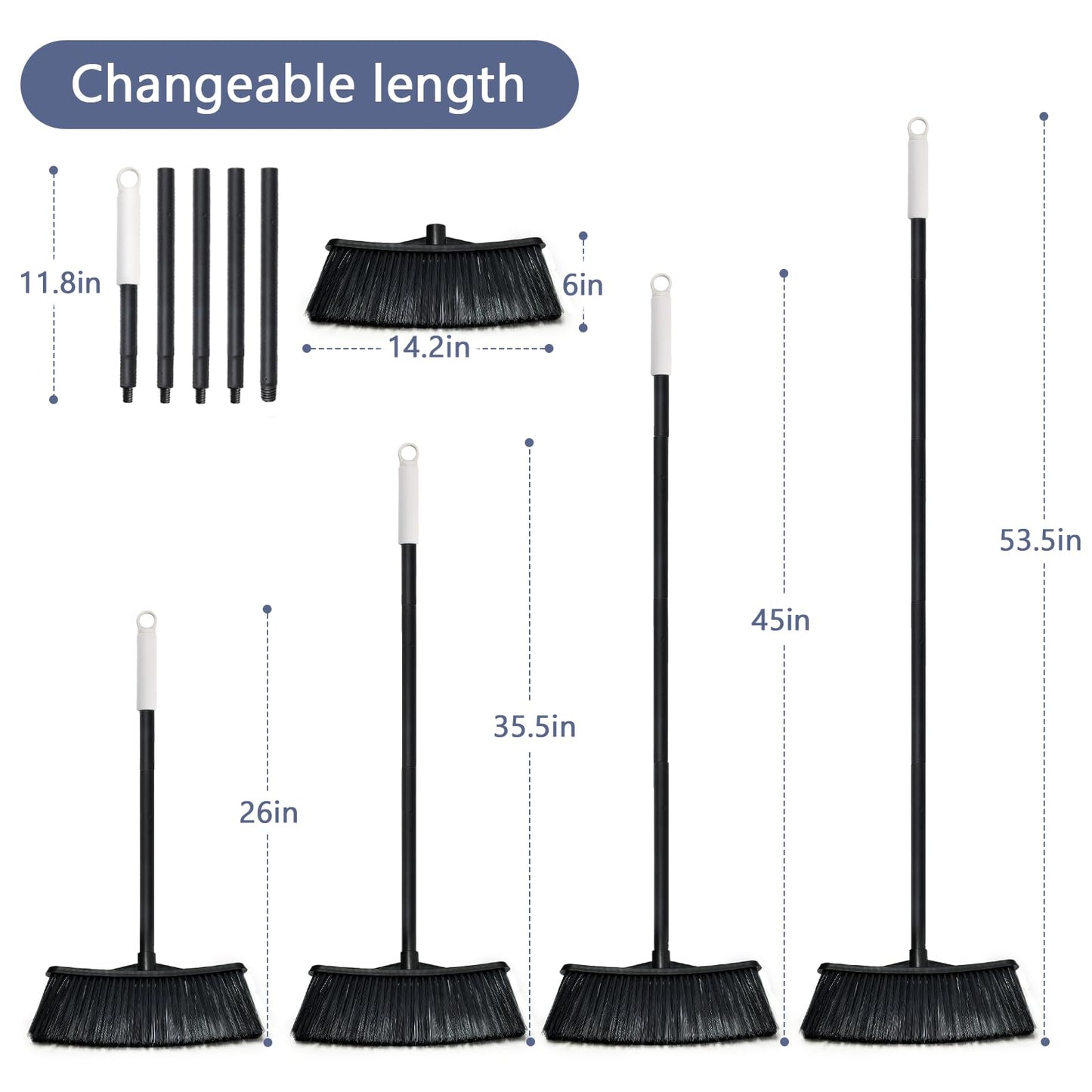 Zthluyc Outdoor Broom for Cleaning Floor - Outside Brooms, Heavy Duty Outdoor Broom for Cleaning Garages, Terraces, and Porches, etc.