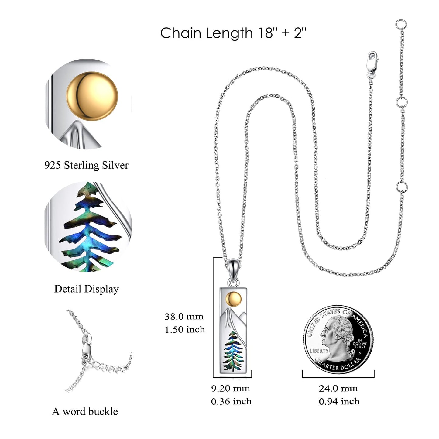 YFN Mountain Necklace for Women Sterling Silver Nature Jewelry Gift for Skiers, Hikers, Campers, Climbers and Nature Lovers