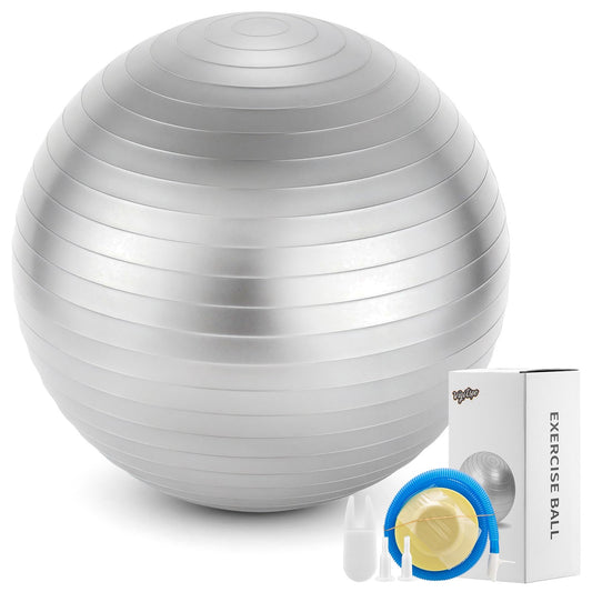 vigvitspo Vigitspo Exercise Ball, Anti-Burst Yoga Ball for Core Strength, Postnatal Recovery, Balance & Stability Training, Multiple Sizes & Colors (Sliver, L)