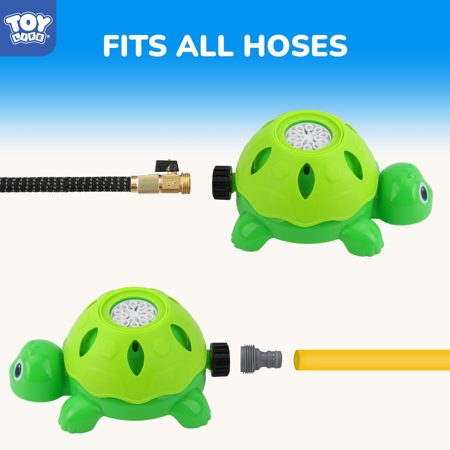 TOY Life 2-in-1 Turtle Sprinkler for Kids with Bubble Machine – Kids Water Sprinkler for Yard, Outdoor Water Toys for Kids Ages 3-5 4-8, Rotating Backyard Sprinkler Toy for Outdoor Summer Water Play